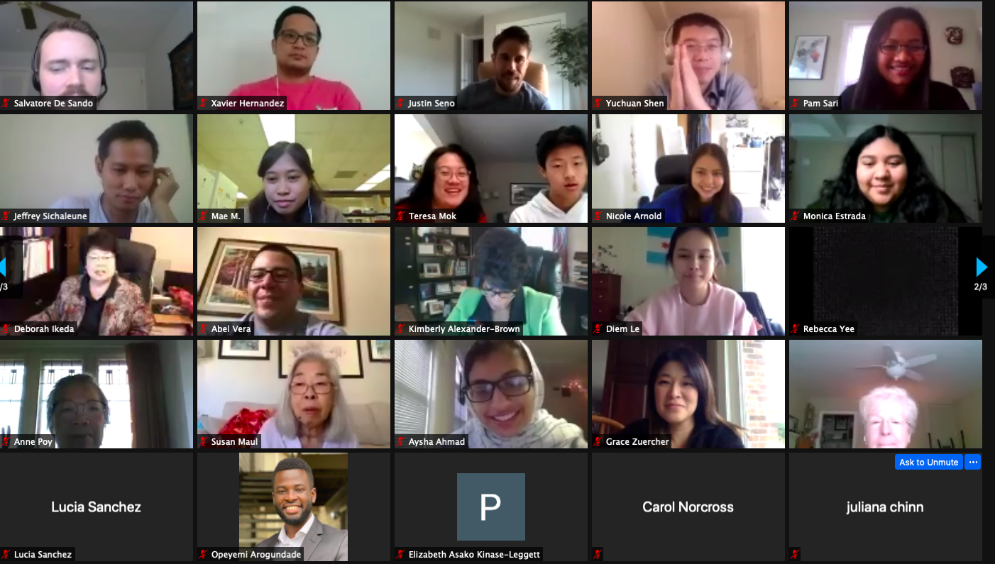 Screenshot of AACC 15th Anniversary participants in Zoom meeting