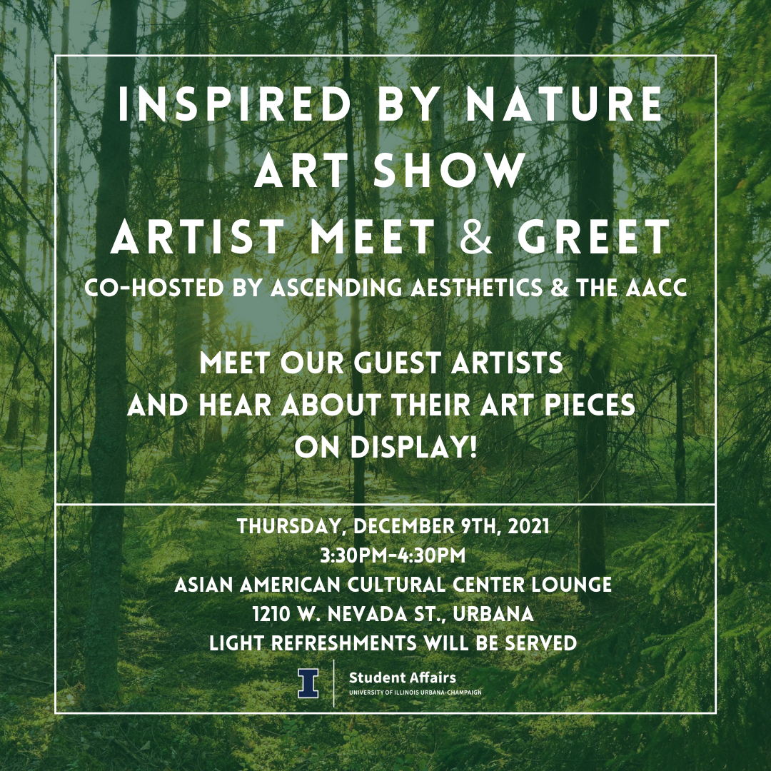 Inspired by Nature Art Show graphic featuring a green forest scene in the background